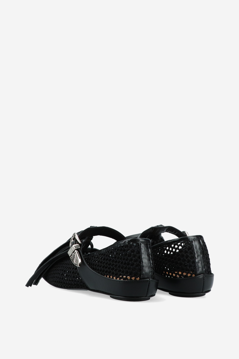 Perforated leather strap ballerinas