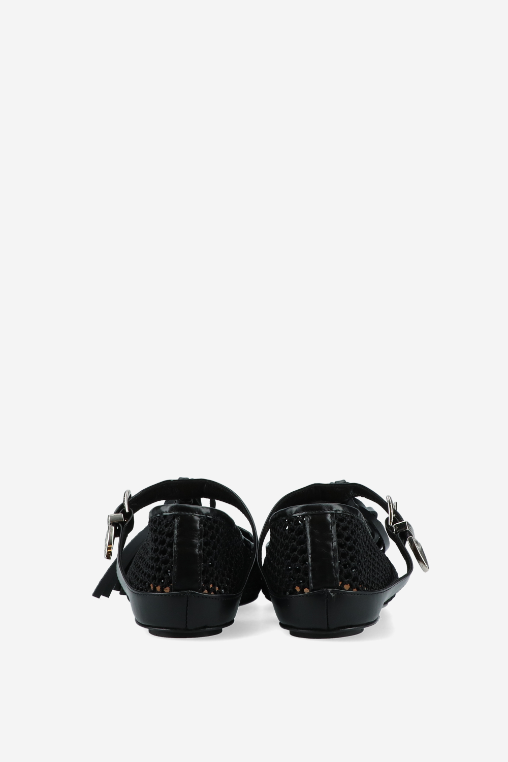 Perforated leather strap ballerinas