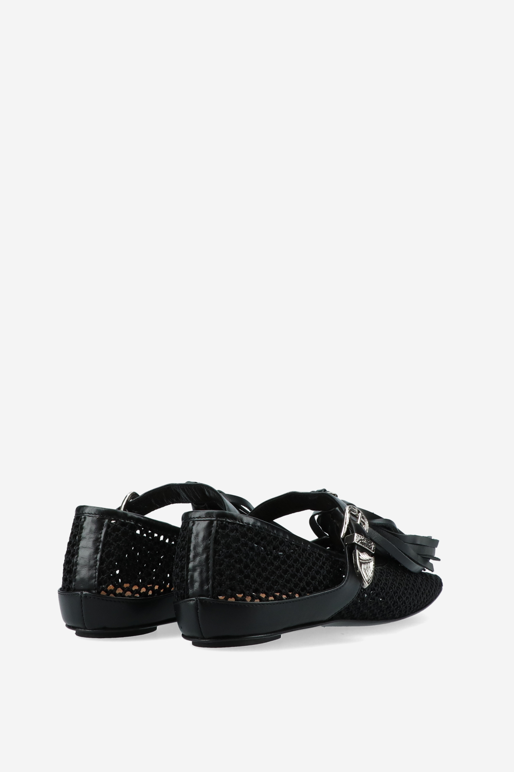 Perforated leather strap ballerinas