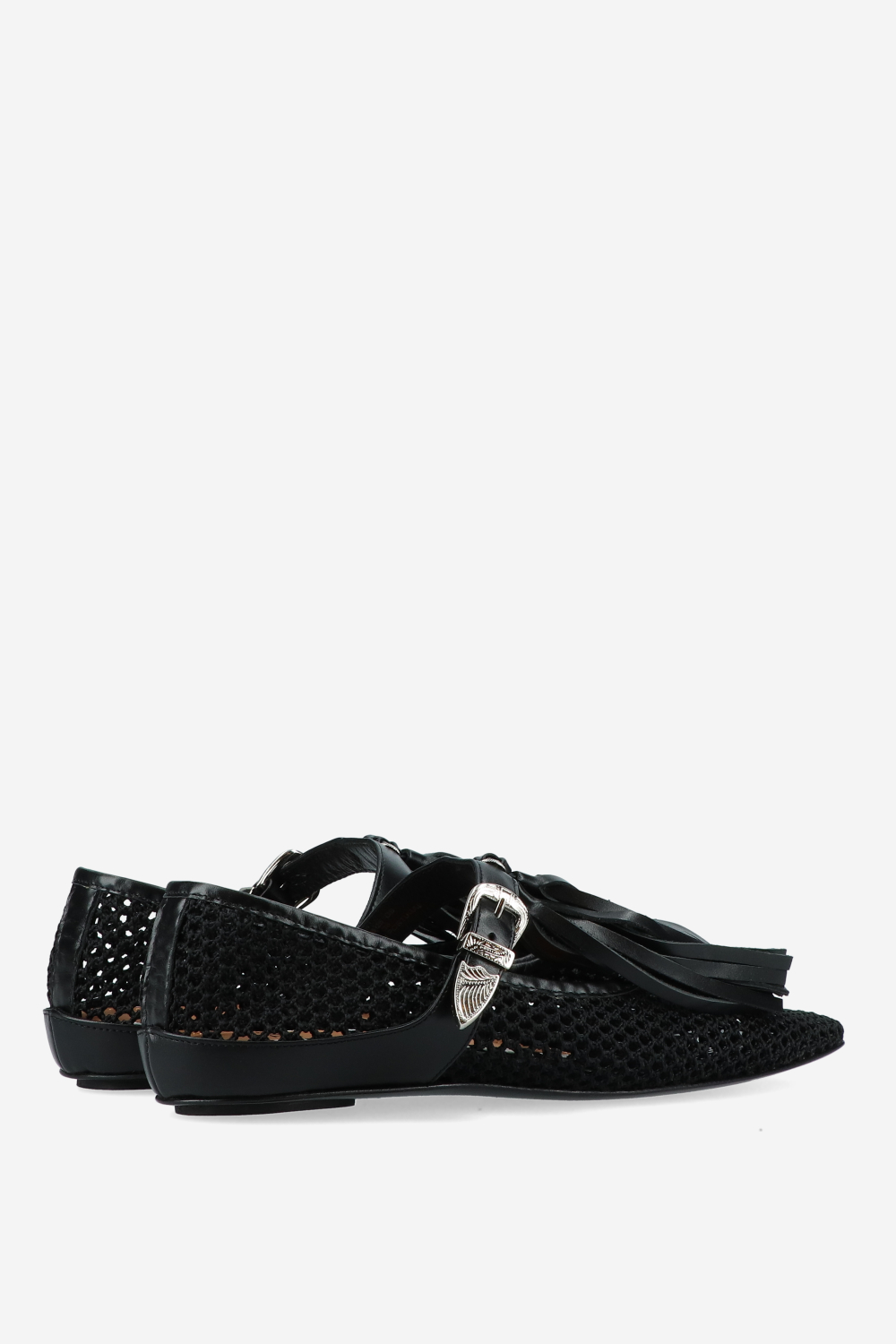 Perforated leather strap ballerinas