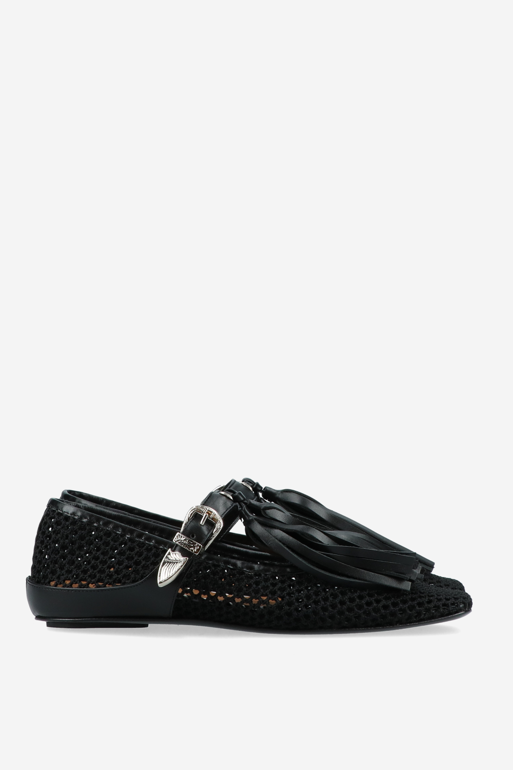 Perforated leather strap ballerinas