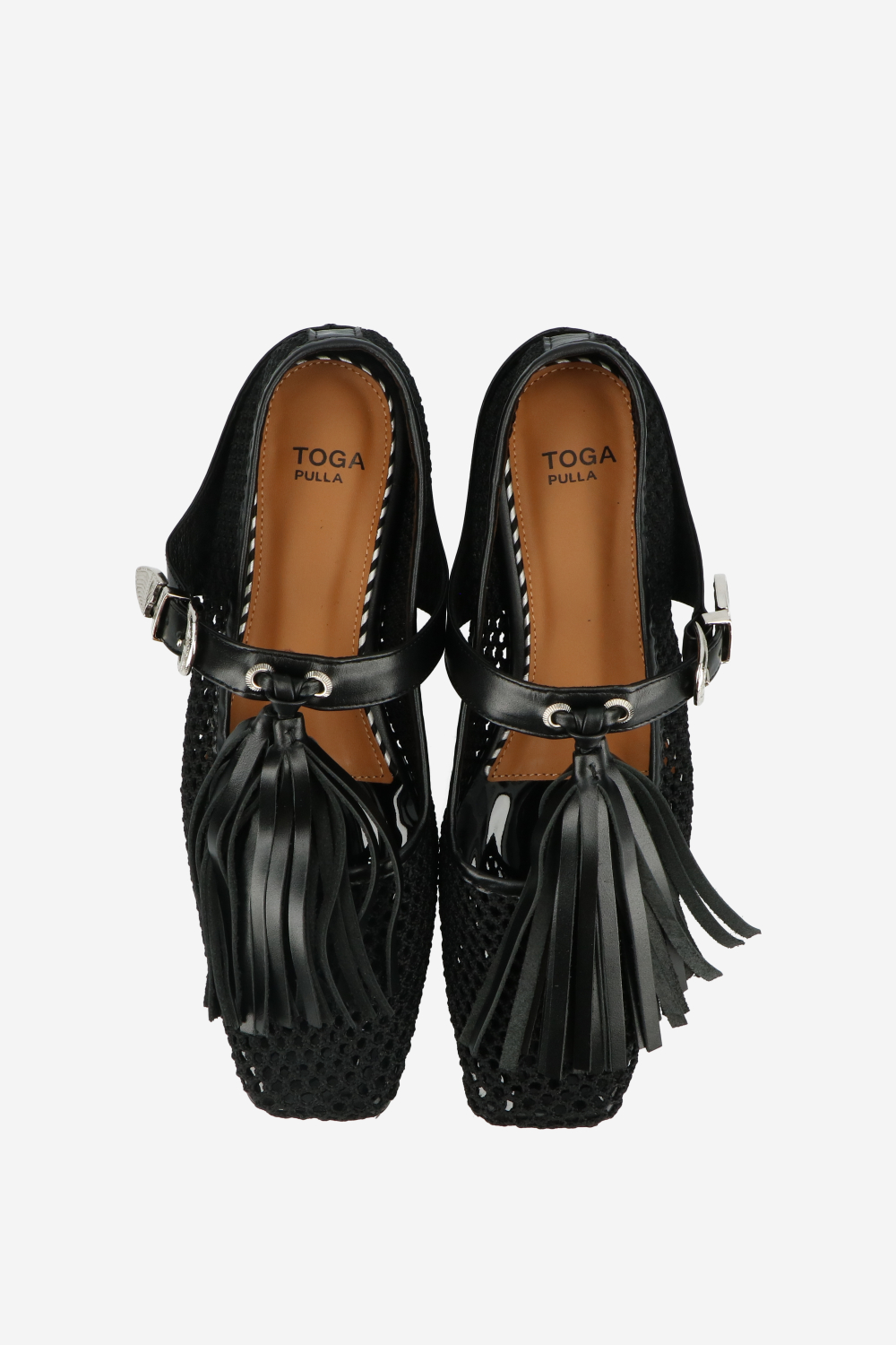 Perforated leather strap ballerinas