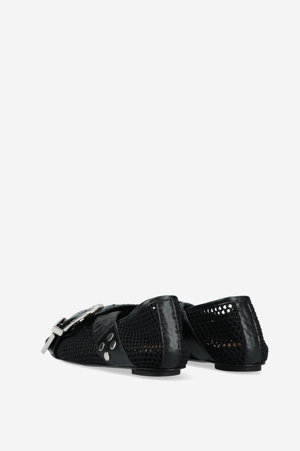 Perforated leather cross strap ballerinas