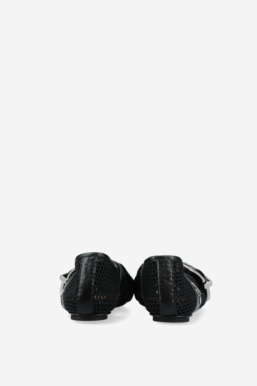 Perforated leather cross strap ballerinas