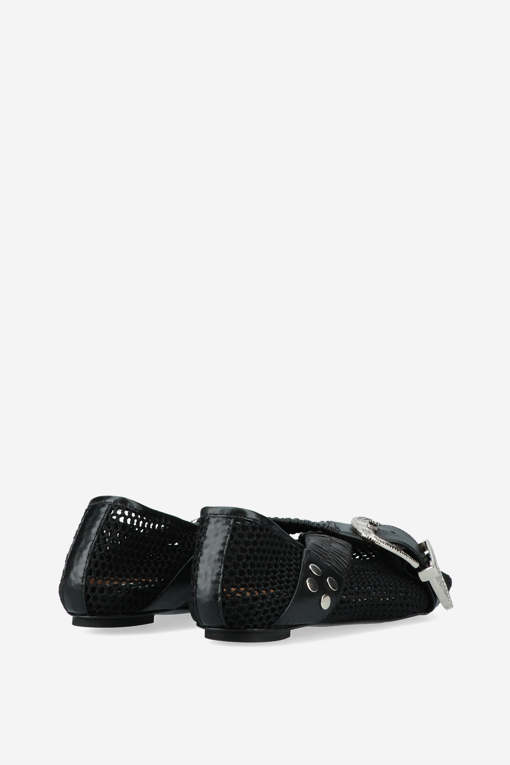 Perforated leather cross strap ballerinas