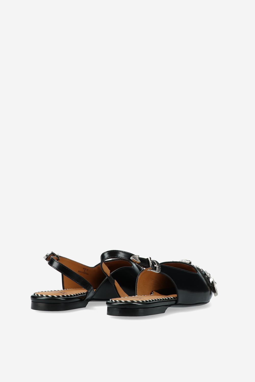 Embellished polished leather slingbacks