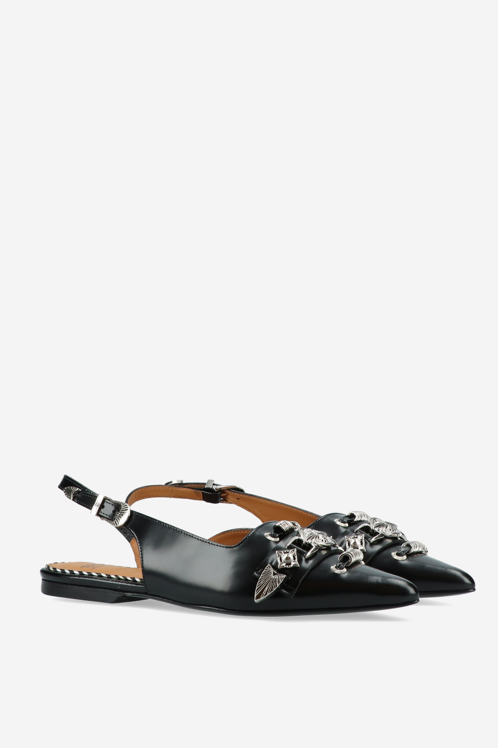 Toga Pulla - Embellished polished leather slingbacks