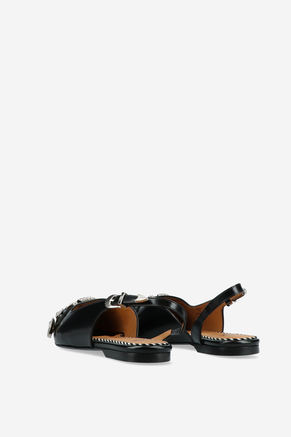 Embellished polished leather slingbacks