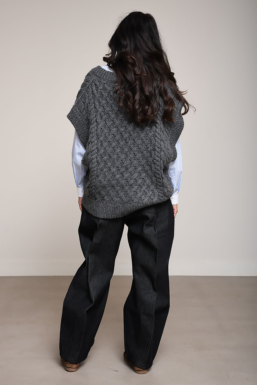 Cross hatch maxi vest