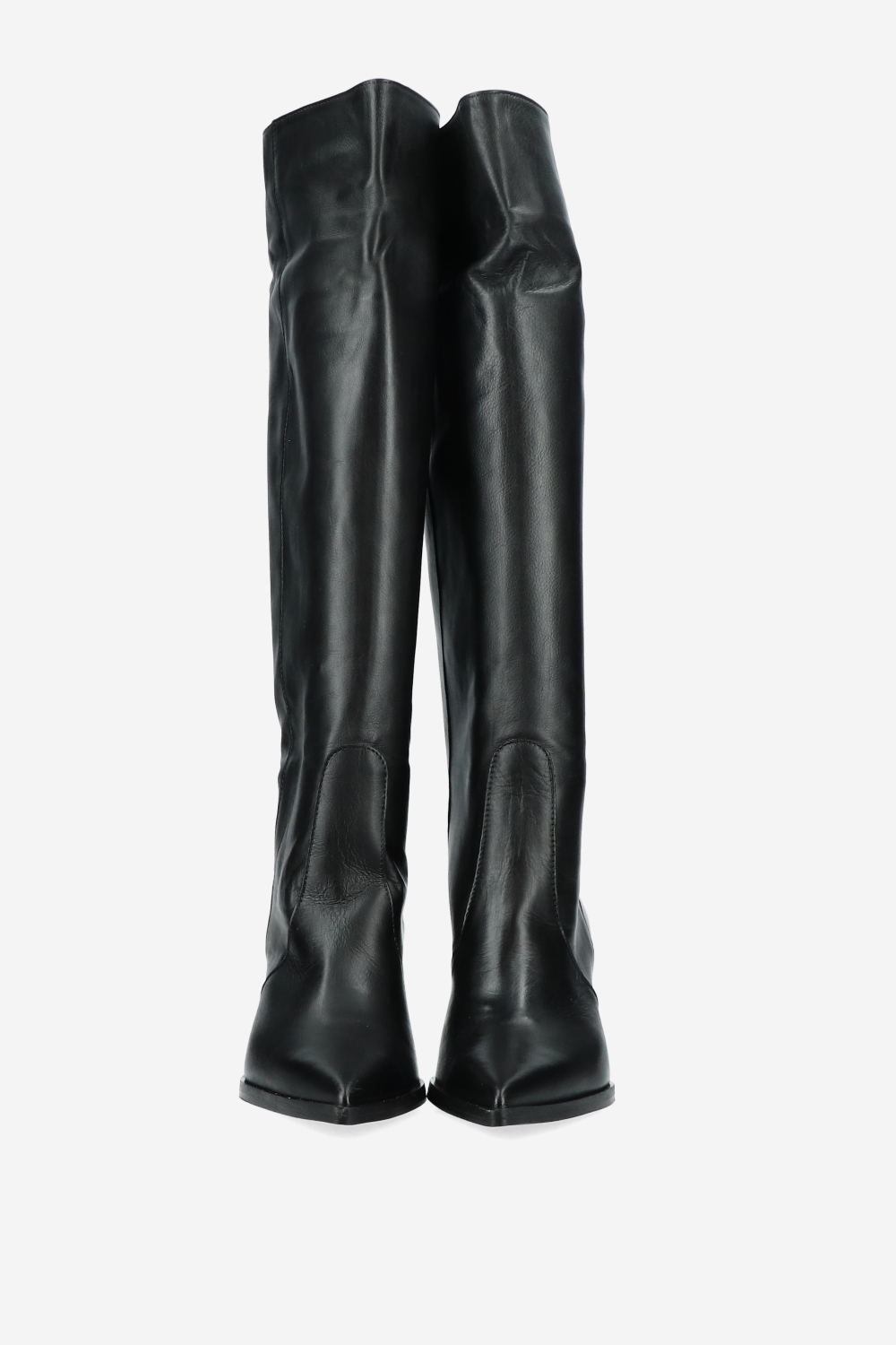 Pointed-toe knee-high leather boots