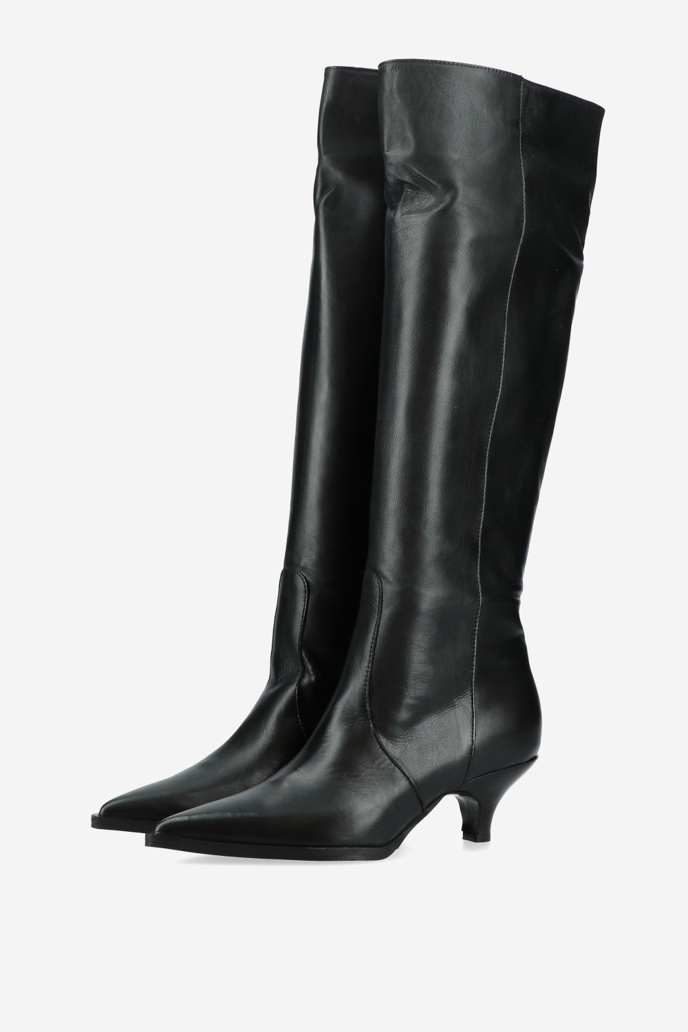 Pointed-toe knee-high leather boots