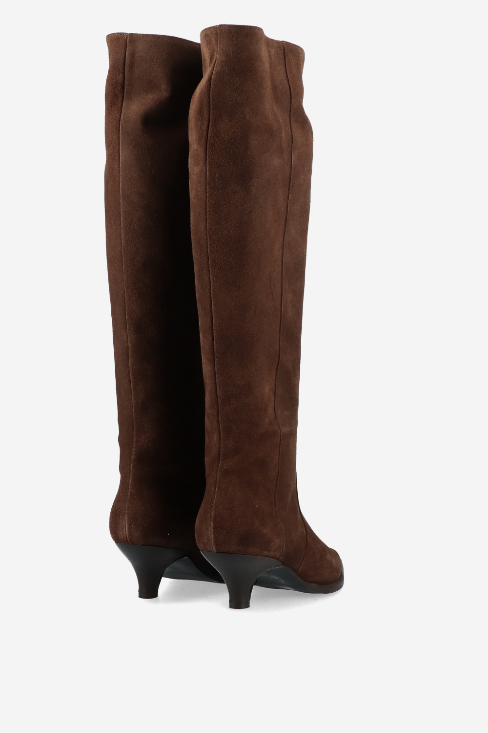 Pointed-toe knee-high suede boots