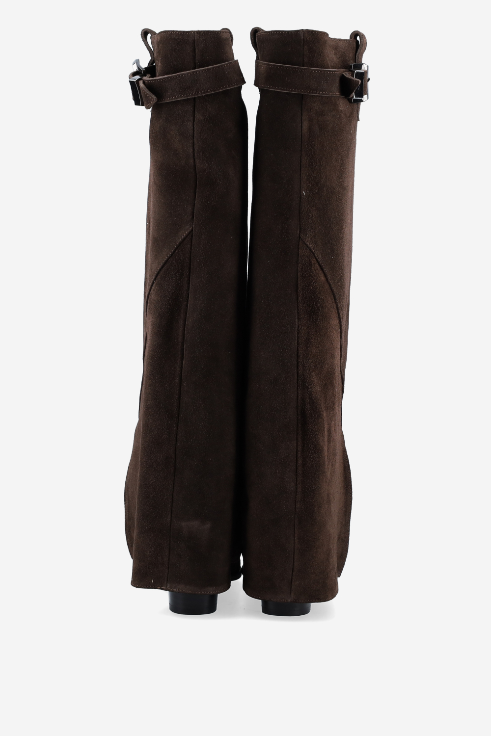 Fold-over suede knee-high boots