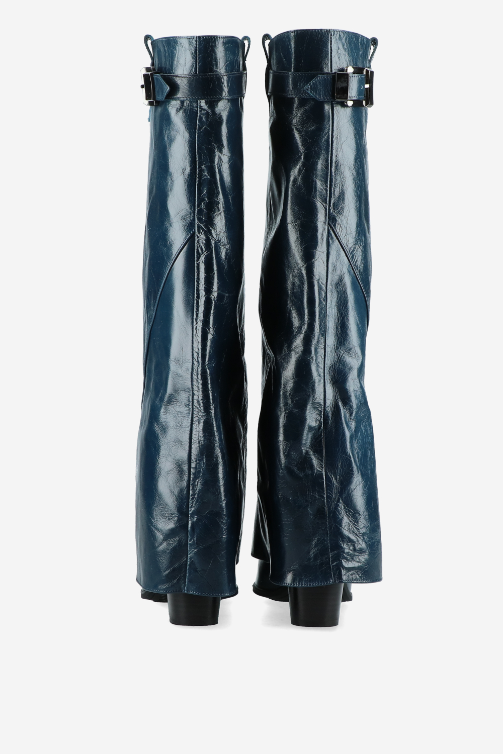 Fold-over leather knee-high boots