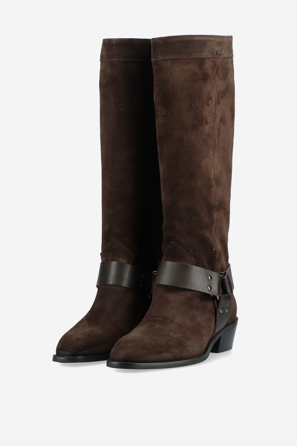 Buckled suede boots
