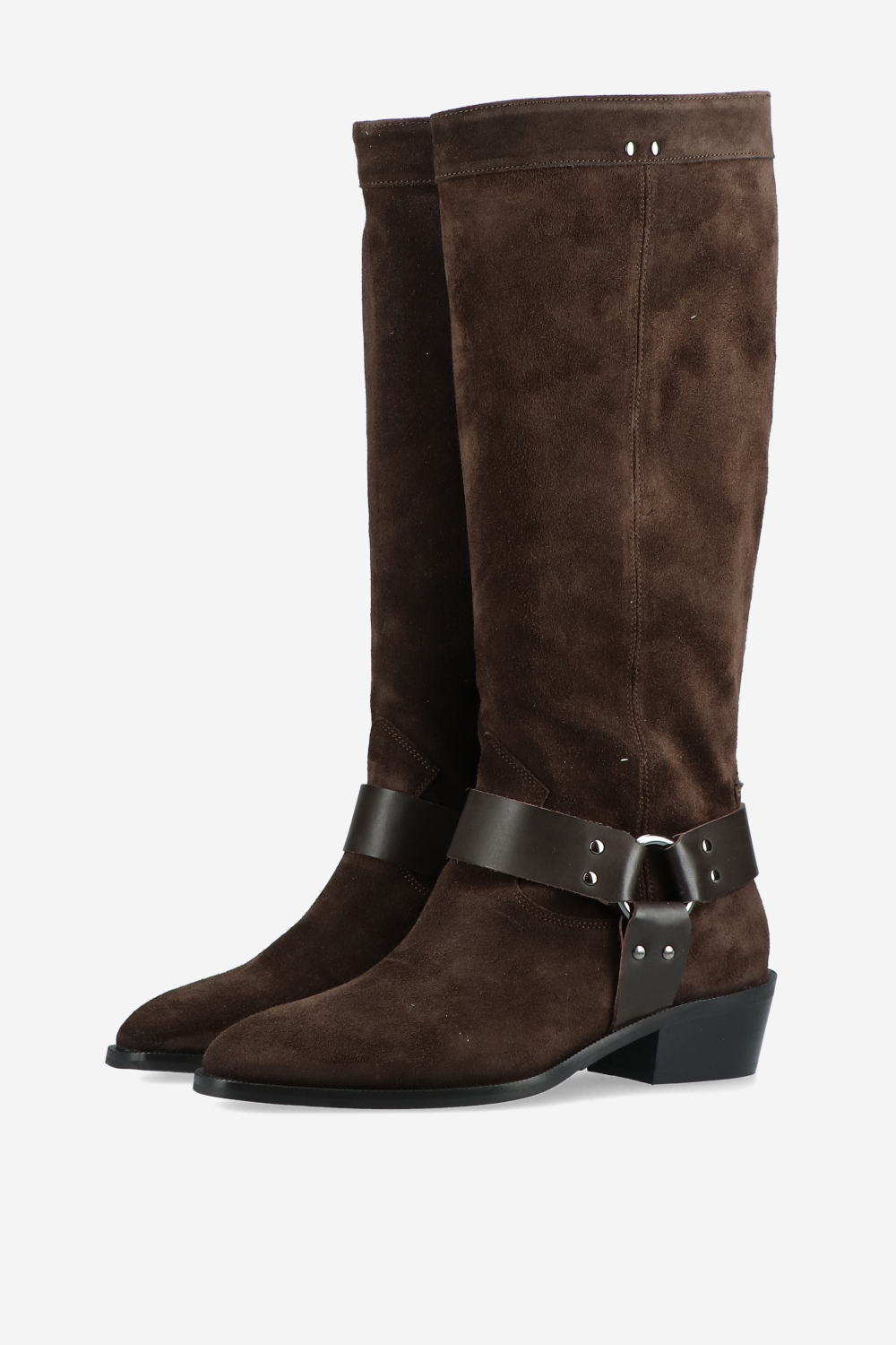 Buckled suede boots