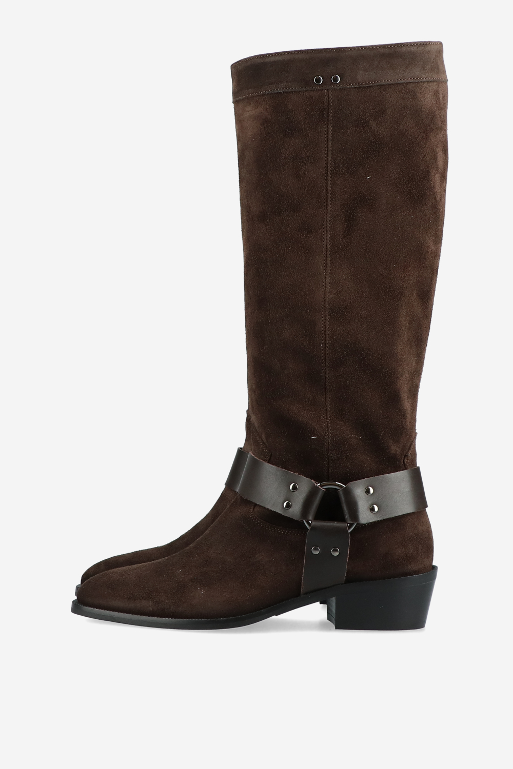 Buckled suede boots