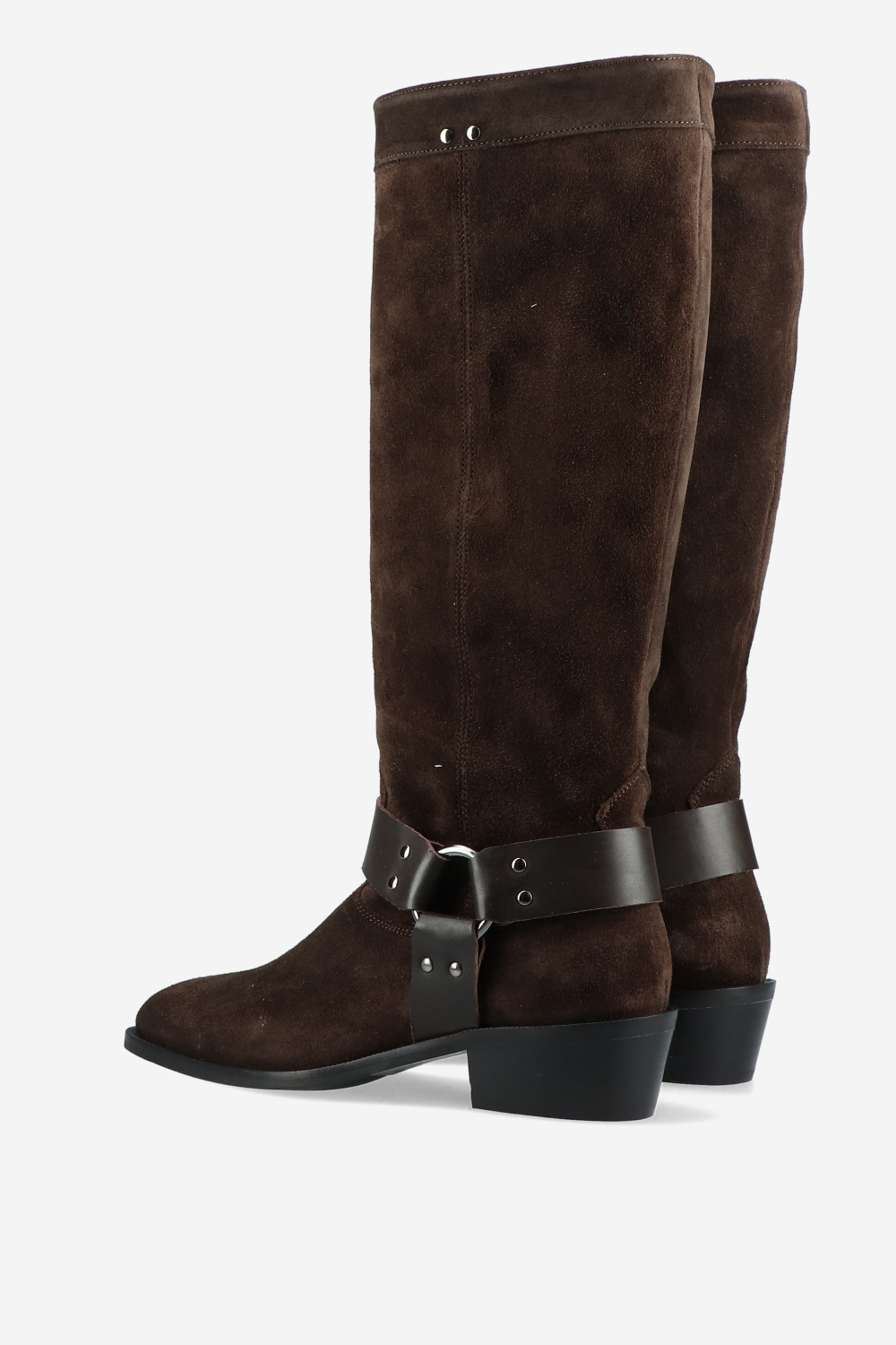 Buckled suede boots