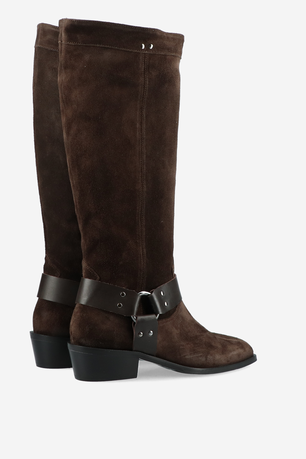 Buckled suede boots