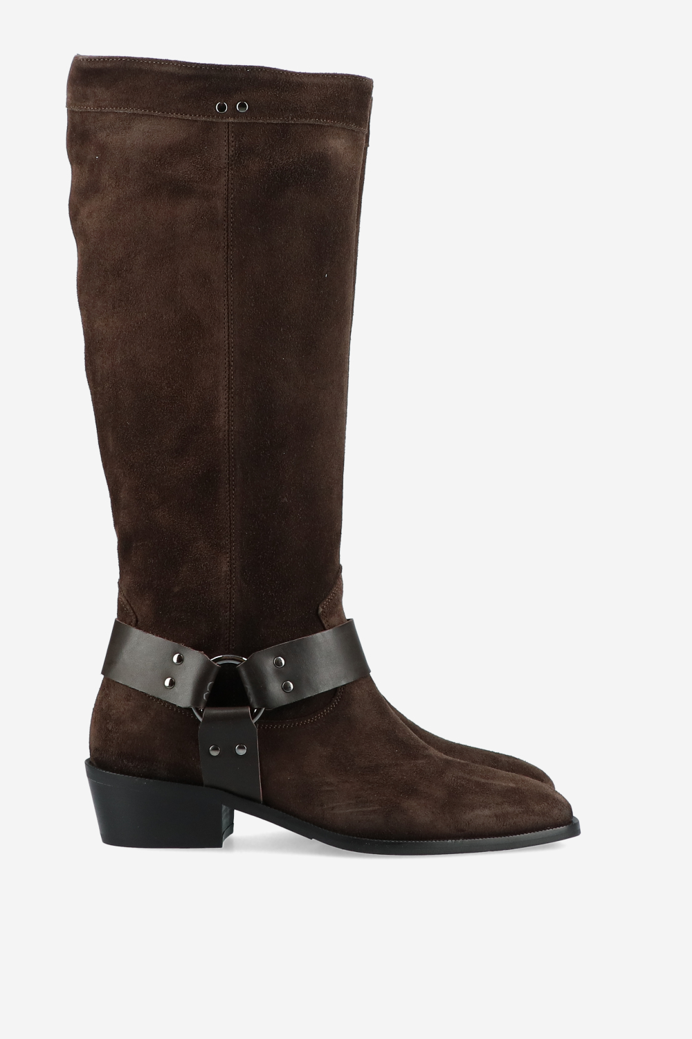 Buckled suede boots