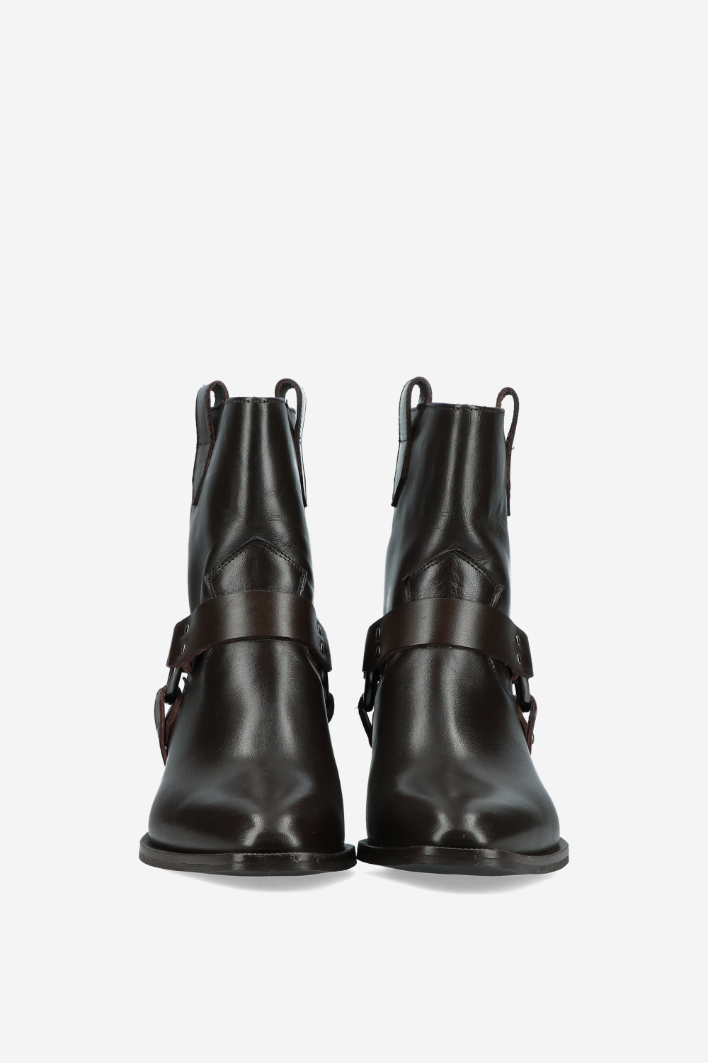 Buckled leather ankle boots