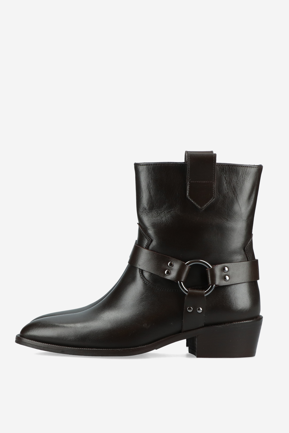Buckled leather ankle boots