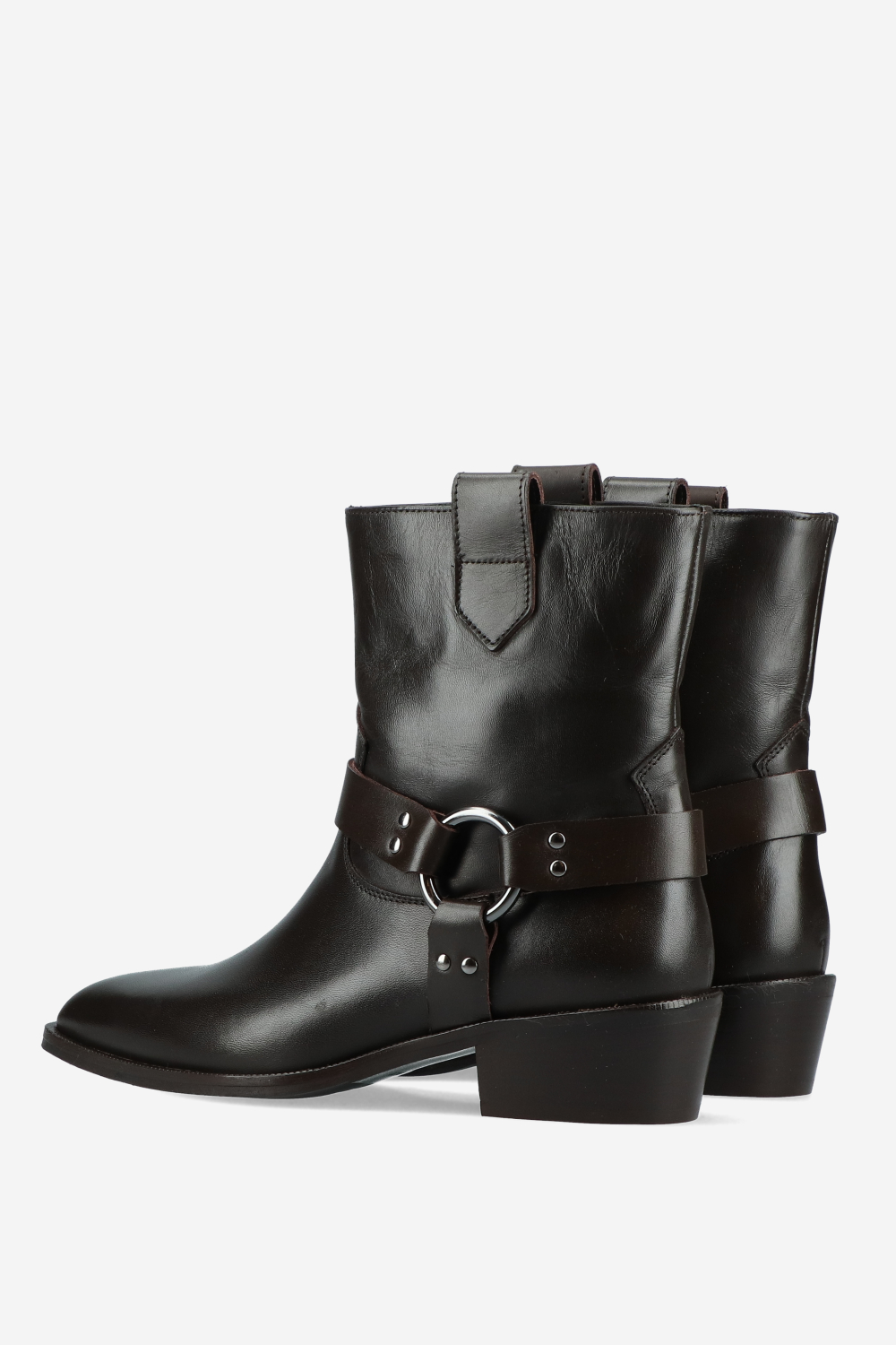 Buckled leather ankle boots