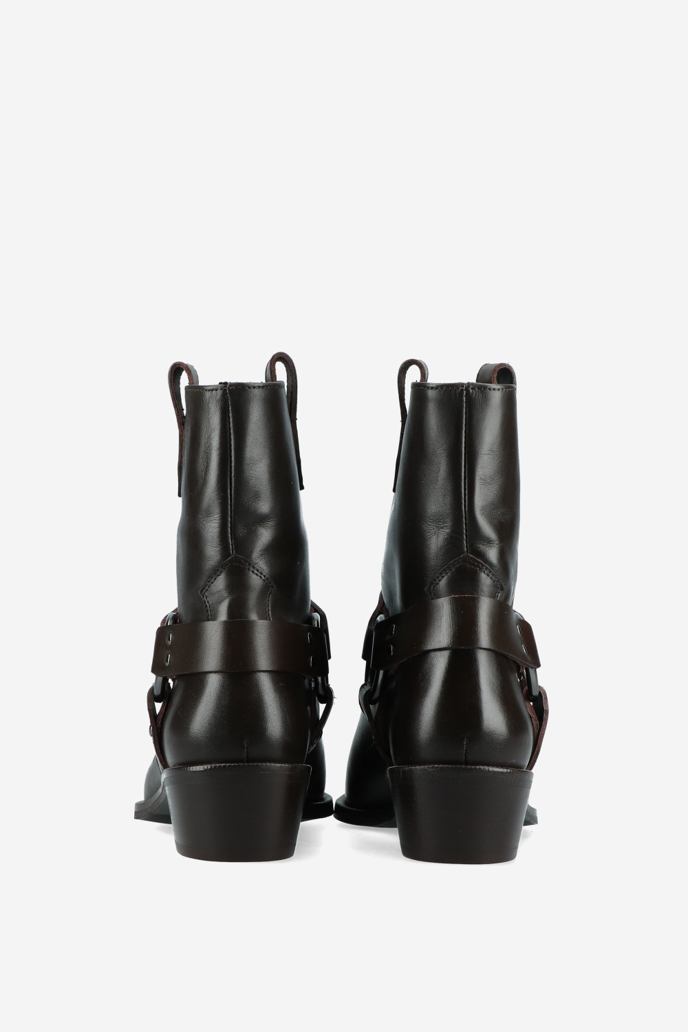 Buckled leather ankle boots