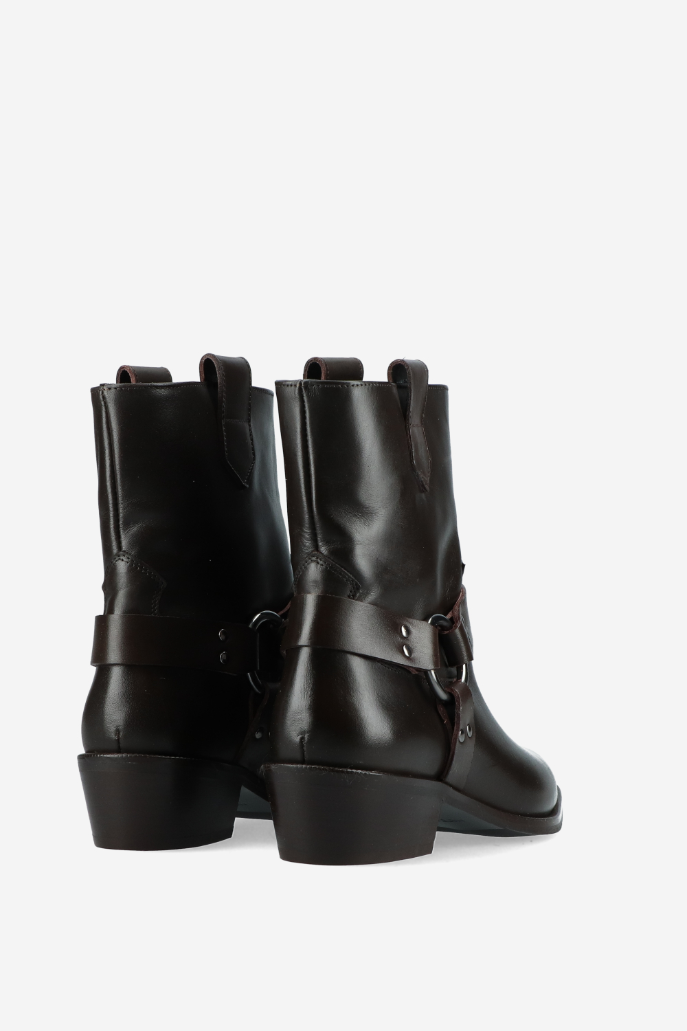 Buckled leather ankle boots