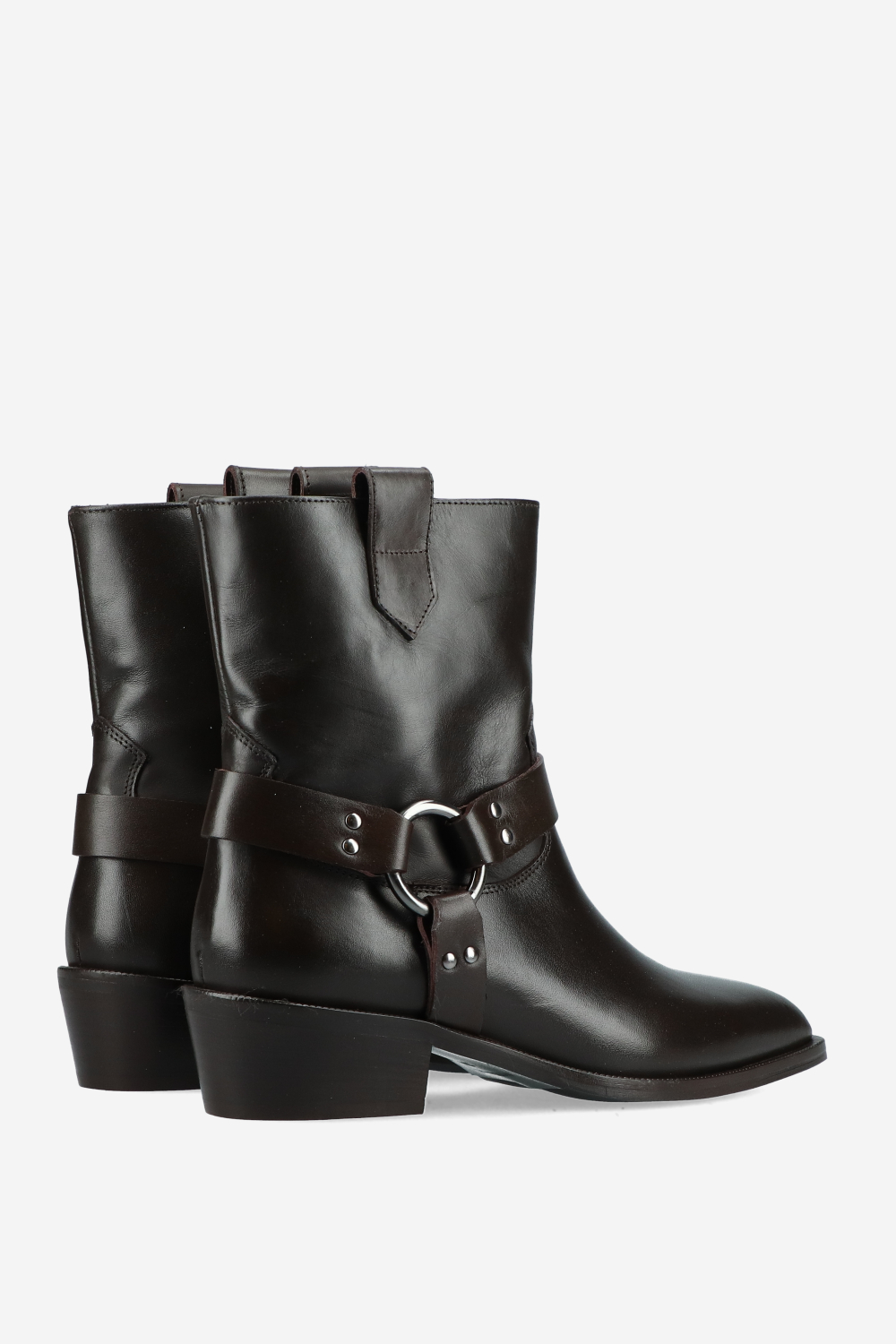 Buckled leather ankle boots