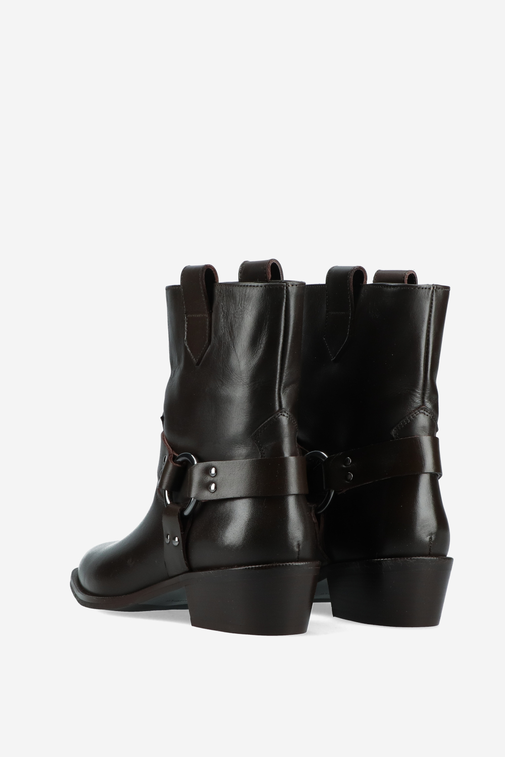Buckled leather ankle boots