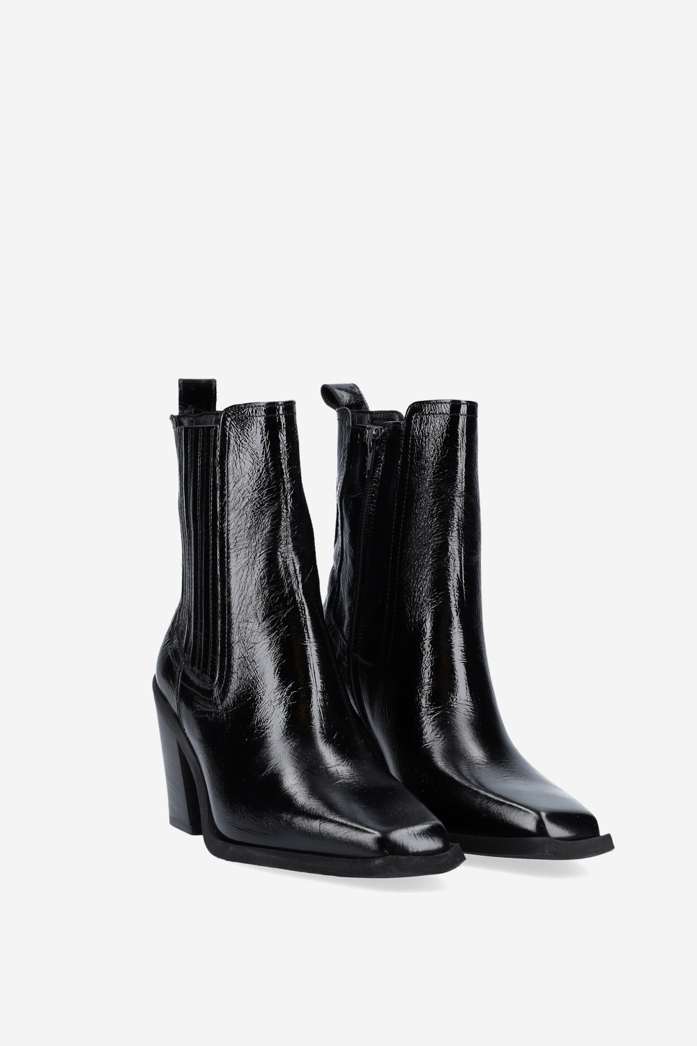Patent leather ankle boots