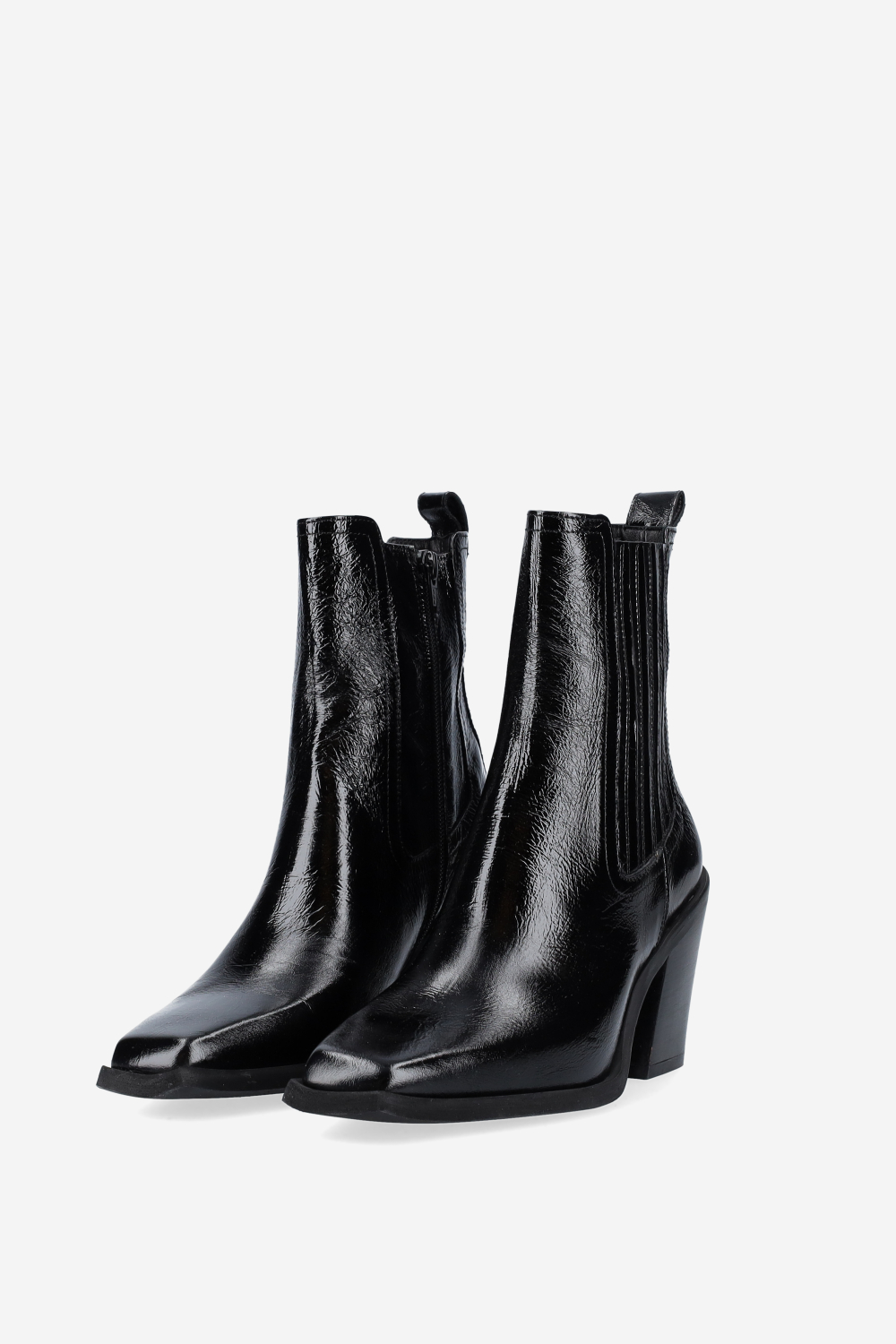 Patent leather ankle boots