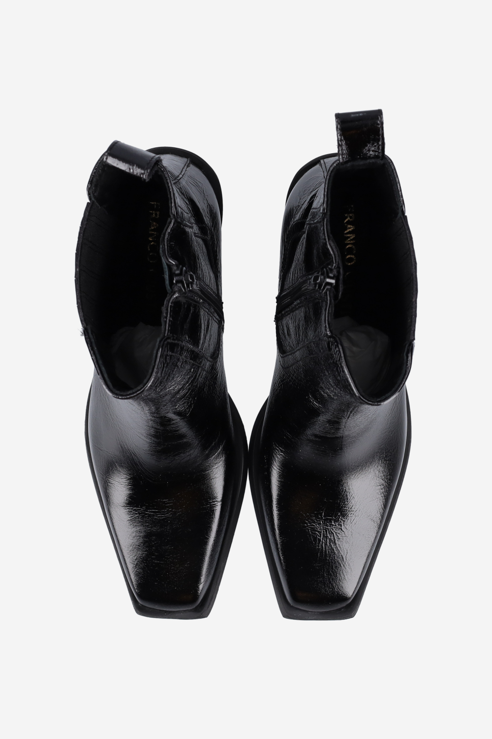 Patent leather ankle boots