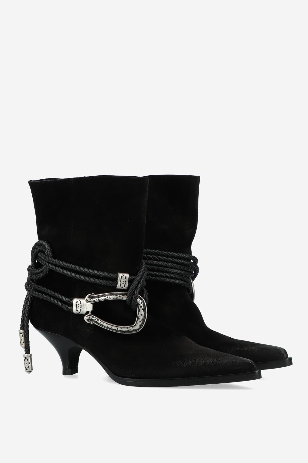 Suede wrap around rope ankle boots
