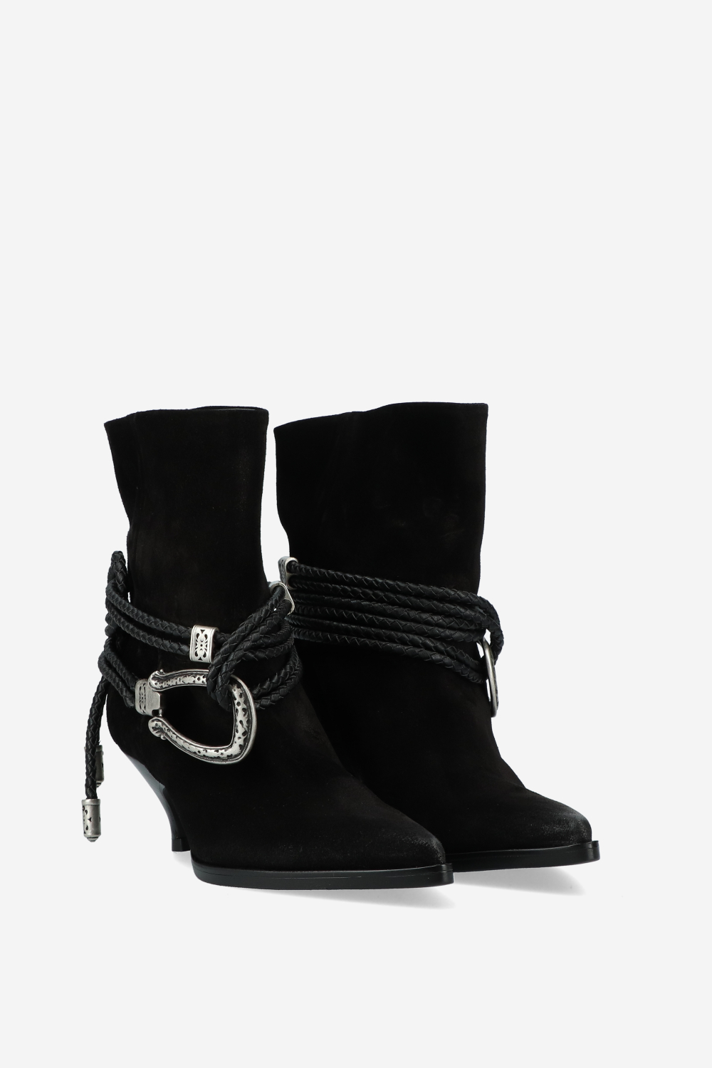 Suede wrap around rope ankle boots