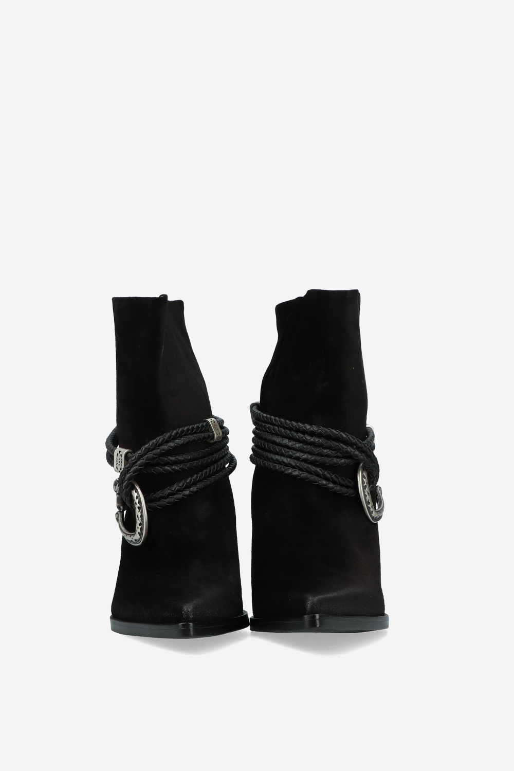 Suede wrap around rope ankle boots