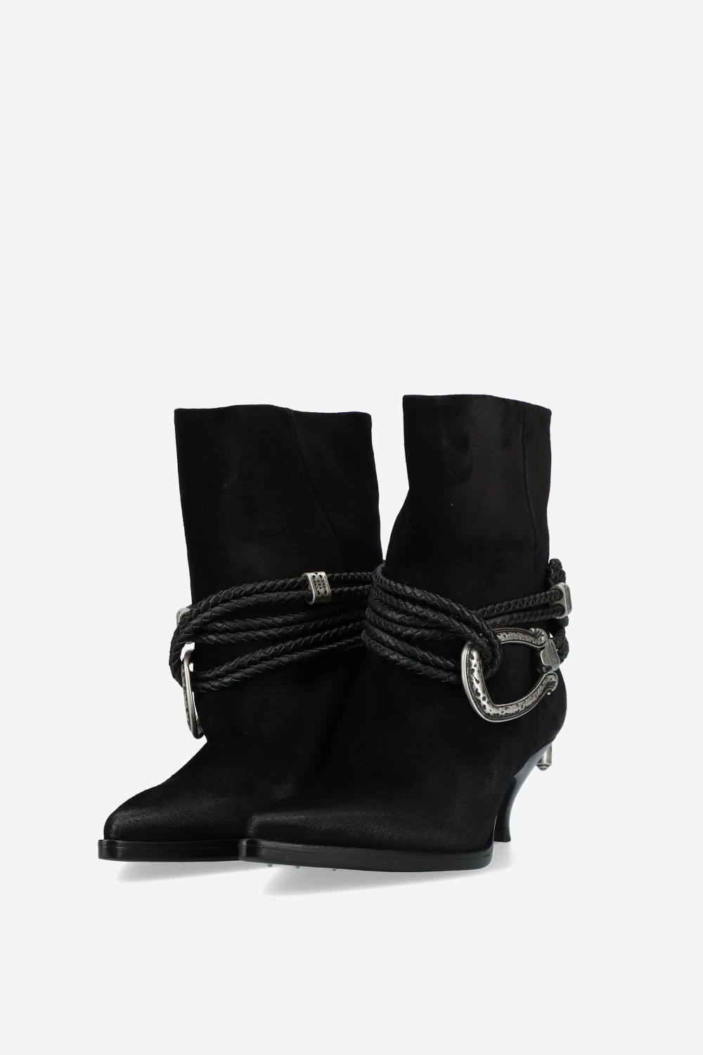 Suede wrap around rope ankle boots