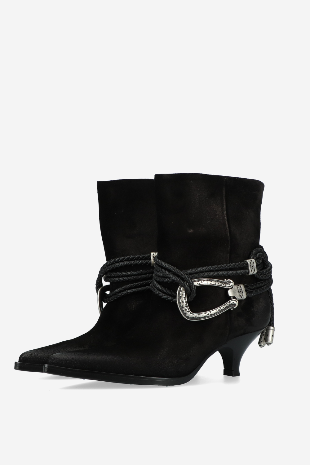 Suede wrap around rope ankle boots