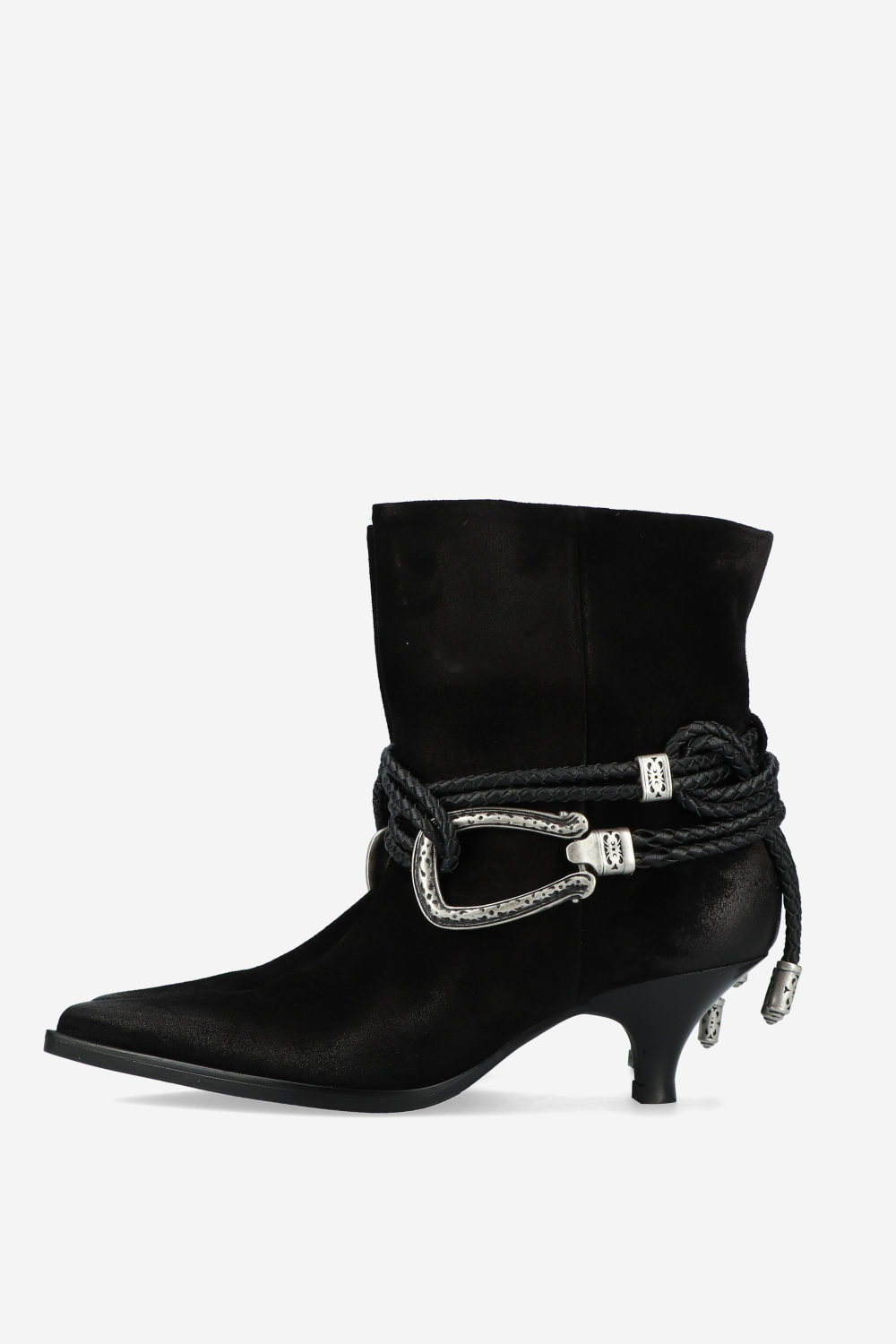 Suede wrap around rope ankle boots