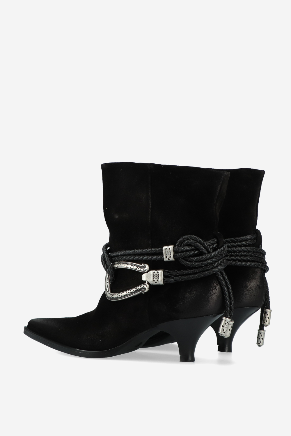 Suede wrap around rope ankle boots