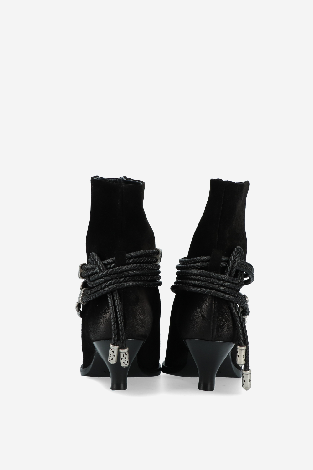 Suede wrap around rope ankle boots