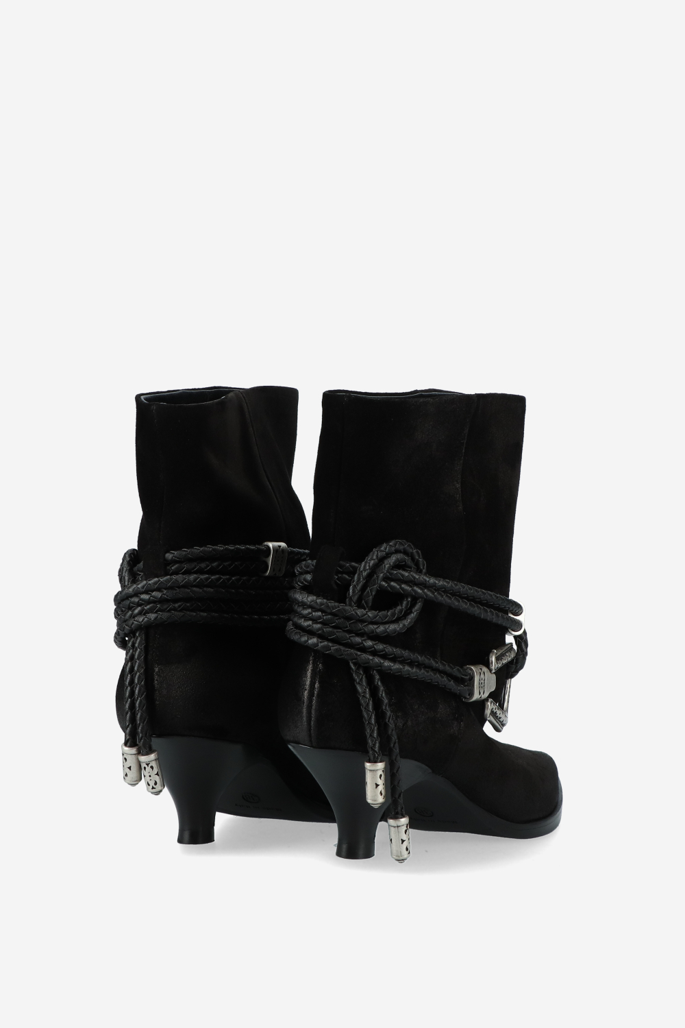 Suede wrap around rope ankle boots