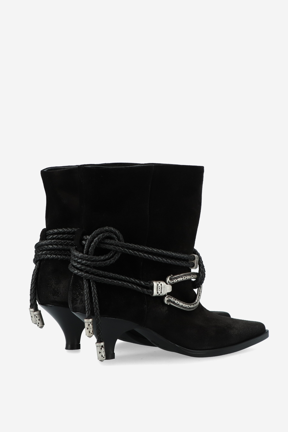 Suede wrap around rope ankle boots