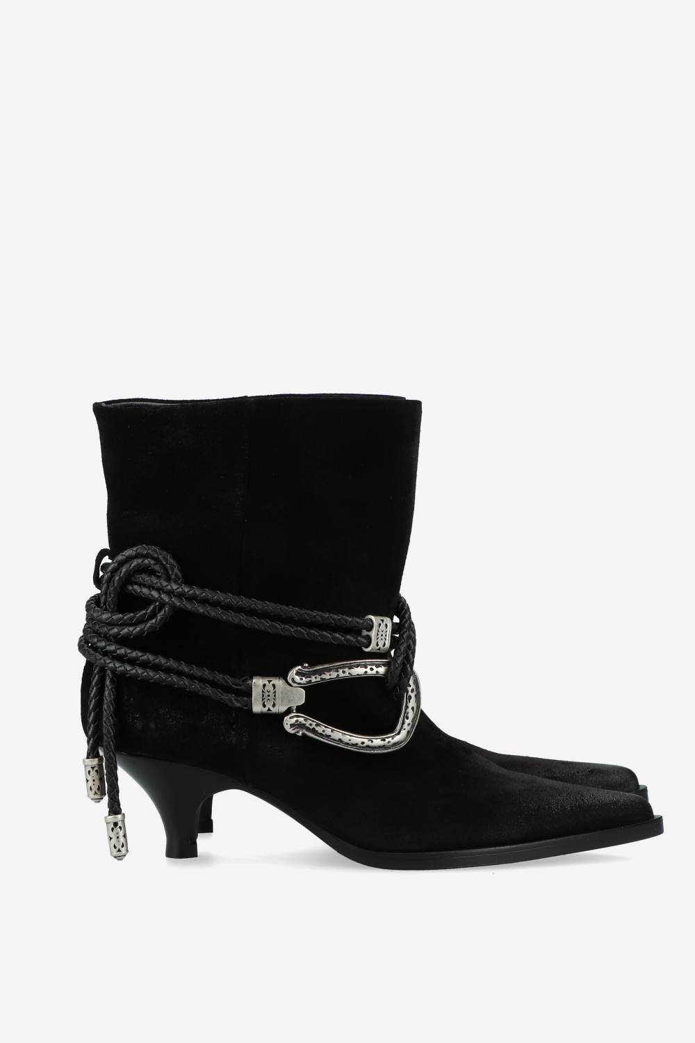 Suede wrap around rope ankle boots