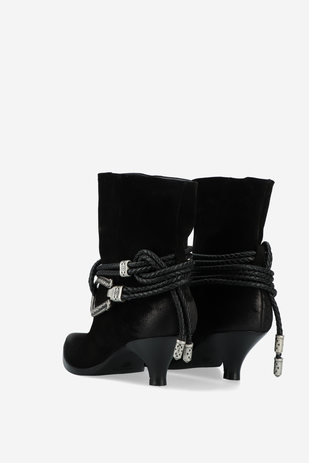 Suede wrap around rope ankle boots
