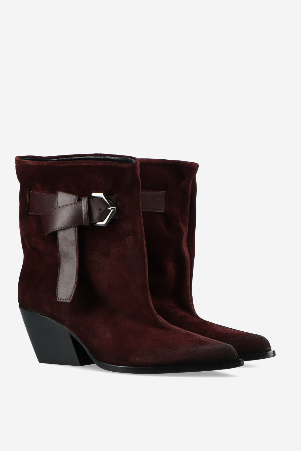 Suede buckled ankle boots