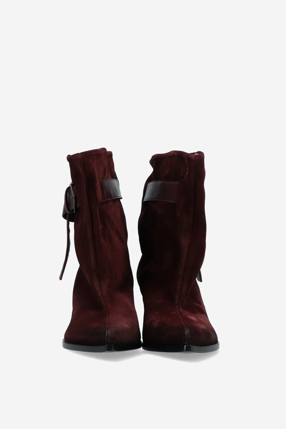 Suede buckled ankle boots