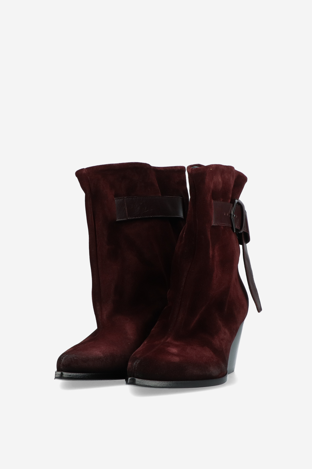 Suede buckled ankle boots