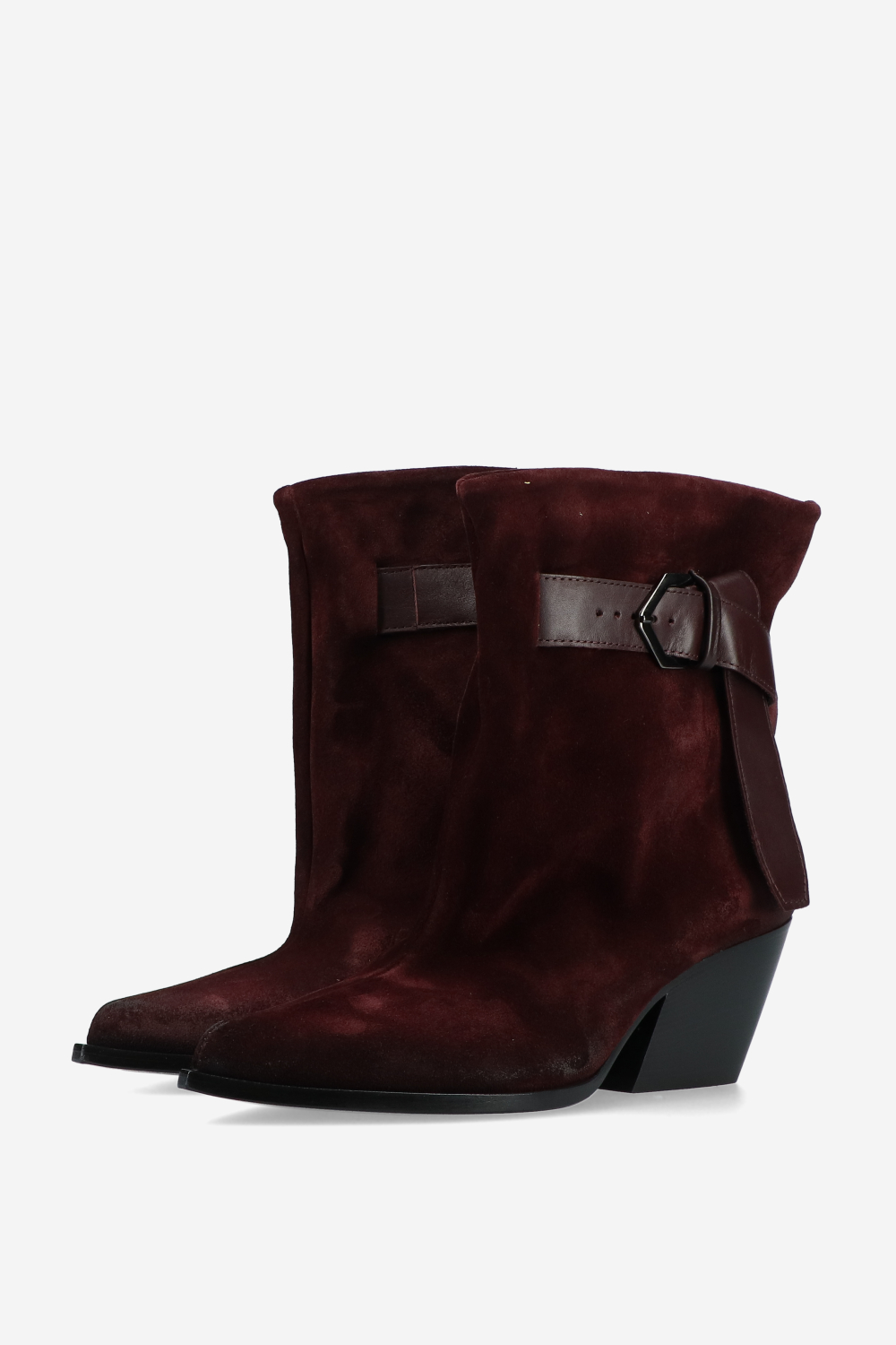 Suede buckled ankle boots